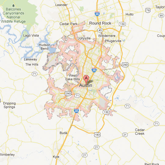 Map of Austin Texas