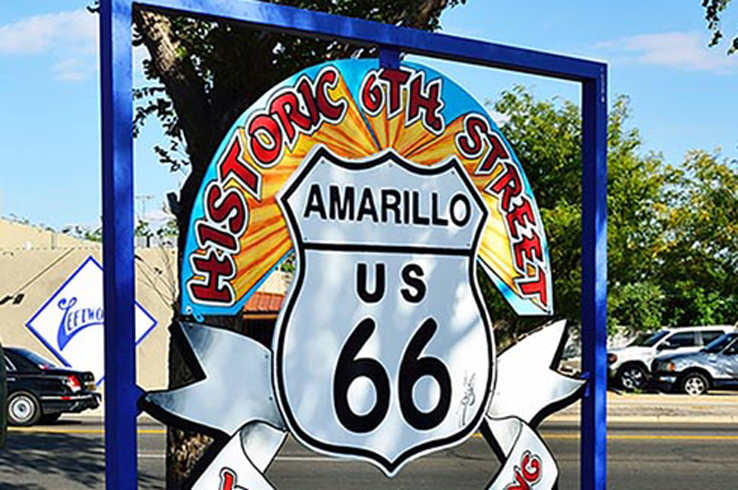 Historic Route 66 sign in Amarillo Texas 